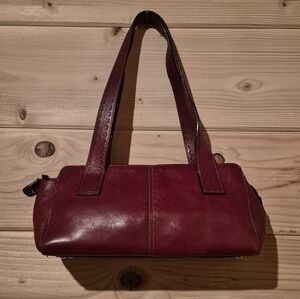 Vintage Women's Fossil Red Leather Handbag Purse Size 11x6x4